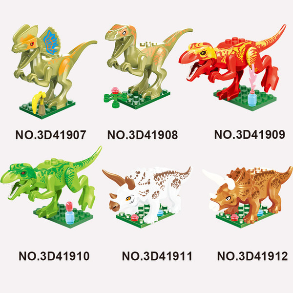 Jurassic Dinosaur Figures Building Block T-Rex Indomirus Pterosauria Triceratop Dinosaur Animal World Brick Toy