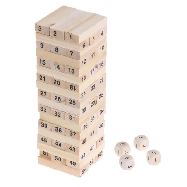 Wooden Stacked Model Tower Building Blocks Kids Educational Toys intelligent developing Stacked Building Blocks with Dice Hobby