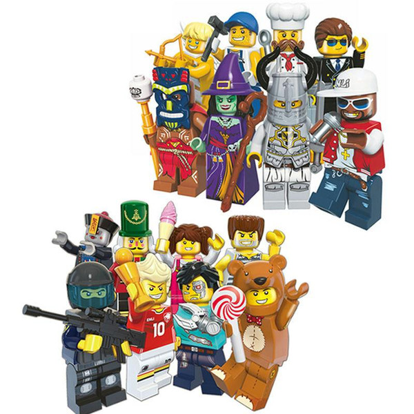 Mini Building Block 8pcs/lot Nutcracker Prisoner Teddy Police Zombie Soccer Player Ice Cream Girl Mini Toys Compatible With Lg