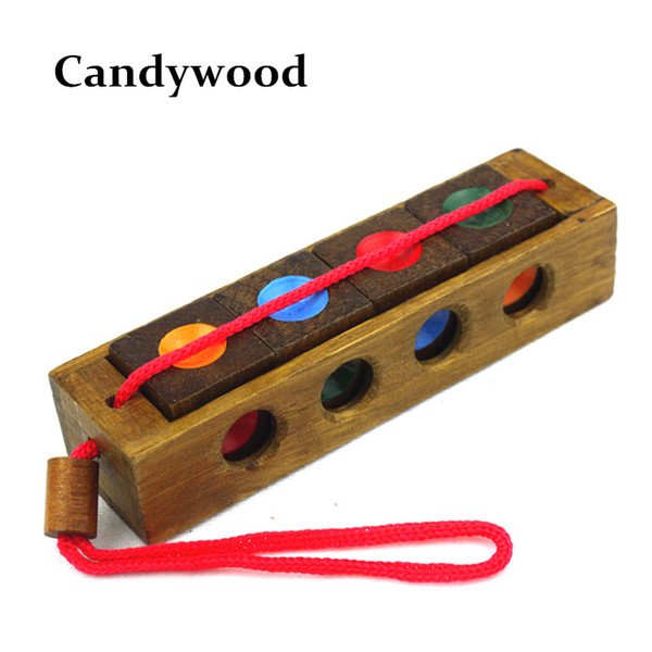 Wooden Toy Unlock Color C Puzzle Classical Funny Kong Ming Lock Toys Intellectual Educational For Children Adult