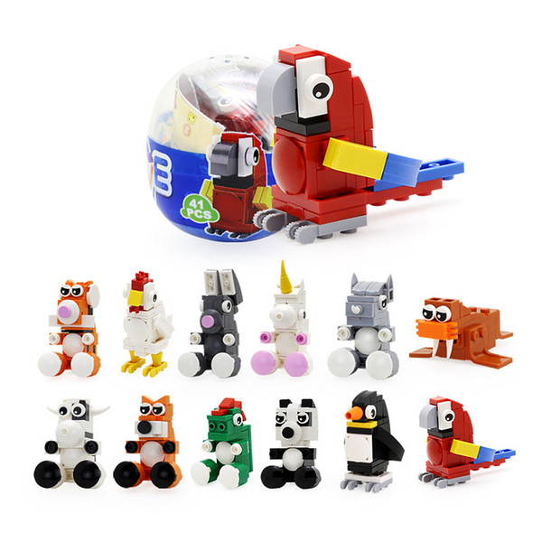 Building blocks Animals Surprise Twist Eggs Toys 12 Styles Dinosaur Unicorn Panda Penguin Macaw Bricks Toys Kids Gifts