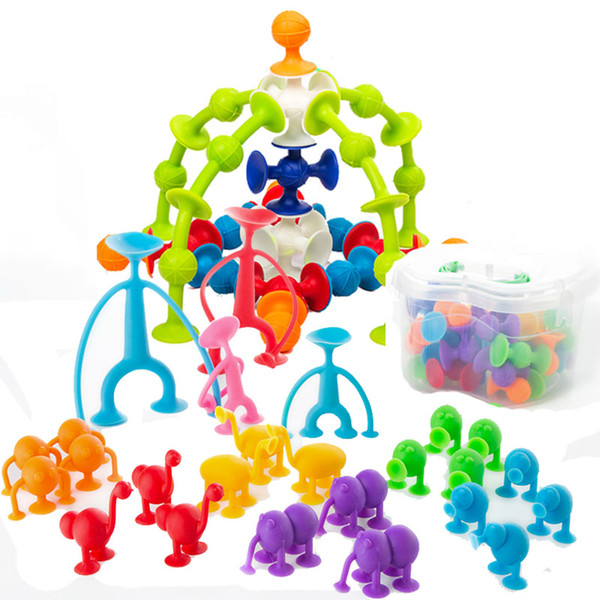 brand new DIY Silicone Building Blocks Assembled Sucker Suction Cup Funny Construction Toys Children Educational Toys