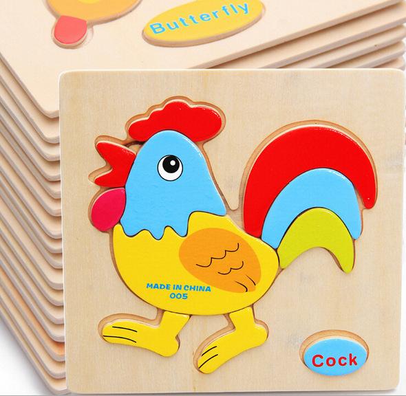 Top Fashion Unisex 5-7 Years Assemblage Yiwu Toy Factory Direct Cartoon Animal Jigsaw Puzzle 3d Wooden Children's Educational Toys