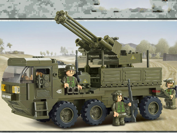 Building blocks of heavy truck to play lu army panzer corps M38 - B0302 assembling toys