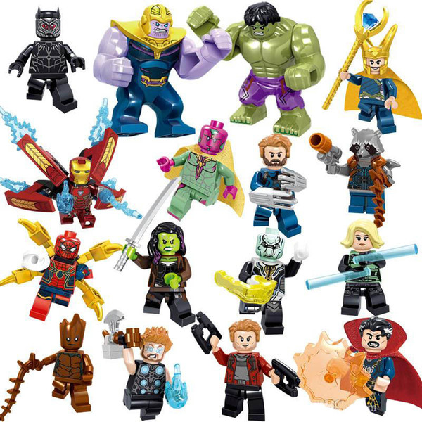 Marvel building blocks Sets 16pcs/lot Avengers Infinity War Minifig Superhero Thor Hulk Captain America Figures Building Blocks Toys