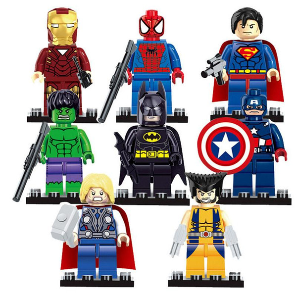 The Avengers 8pcs/lot Marvel DC Super Heroes Series Mini figures building blocks figures DIY Children Bricks Toys Gift