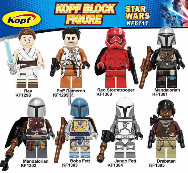 Building Blocks Wars Bricks Darth Vader Yoda Rey PoE Dameron Mandalorian Jango Fett Drabatan Figures For Children Toys