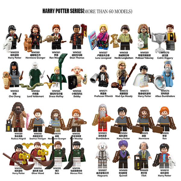 Figure Harry Potter Rubeus Hermione Granger Lord Voldemort Dean Thomas Ron Weasley Dobby Draco Malfoy Building Block toys 60+models