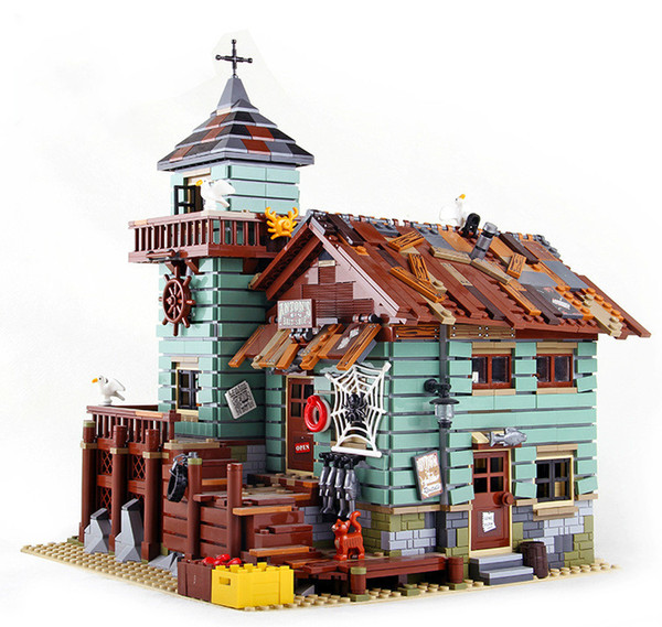 Fisherman's Hut City Street View Series Kids Assembly Enlightenment Building Block Model for Boys and Girls Birthday Gift Educational Toys