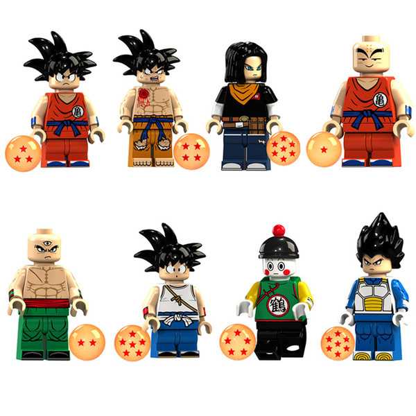 Educational Dragon Ball Z Super Saiyan Son Goku Vegeta Krillin Chiaotzu Tien Shinhan Bardock Mini Toy Figure Building Block