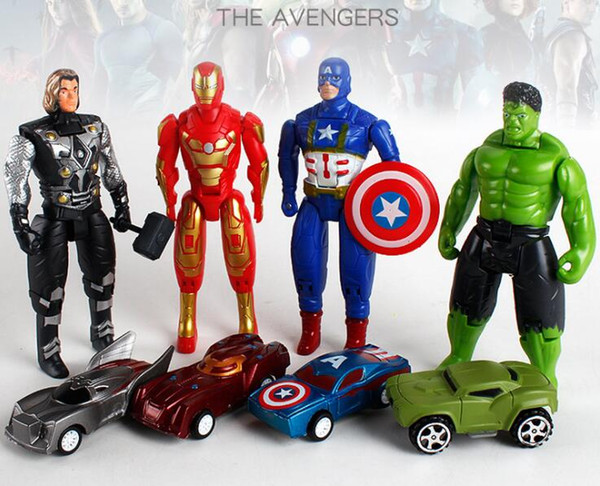 Marvel's Avengers Hulk Raytheon US captain 4 hand office ornaments pull-back car cartoon toys 