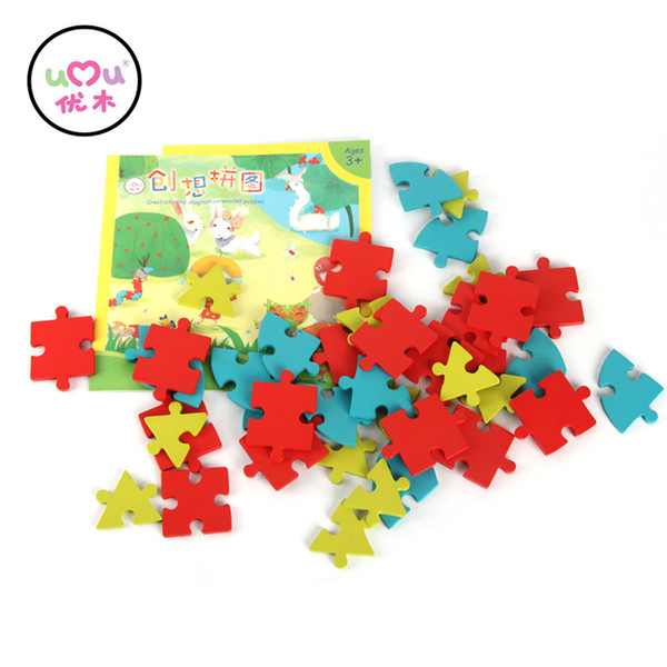 Bricks Wooden Puzzles Toys For Kids Train Creativity Imagnation Toy Childrens Ability Environmental Educational Wooden Toy