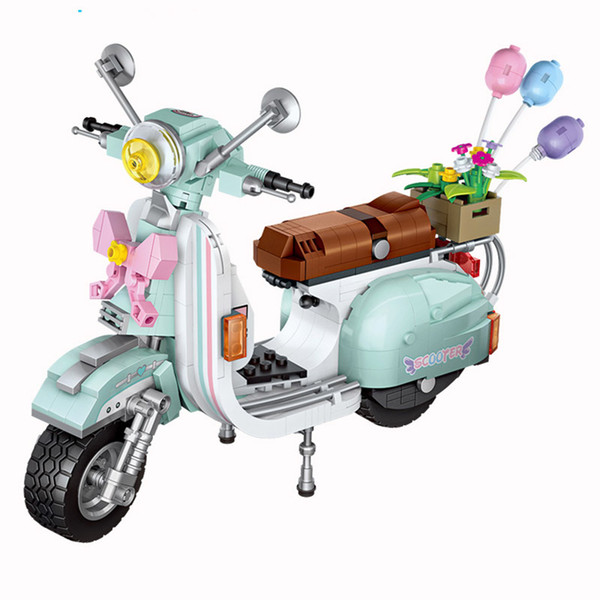 673pcs Mini Building Bricks Motorcycle Model Assembly Blocks Creator Plastic DIY Educational Toys For Girls Birthday Gifts