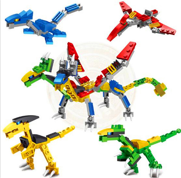 Children's puzzle assembling small particle dinosaur building blocks Tyrannosaurus Rex dinosaur four-in-one two-change dinosaur robot