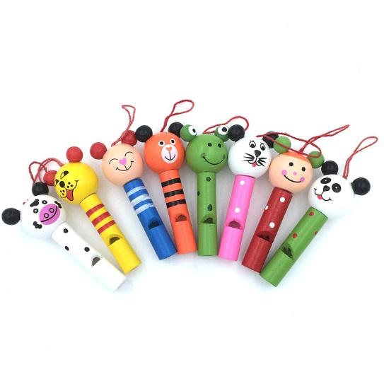 Children's cartoon Plain Wooden Yo-YoNon-toxic Wooden Whistle Toys for Kids(Random Style)