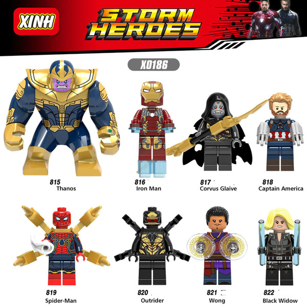 New Superhero Thanos Infinite War Iron Man Avengers Corvus Warrior Oiderider Spider-Man Black Widow Building Blocks Toy X0186