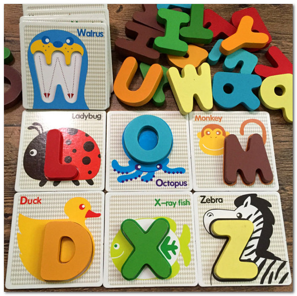 Baby woolen letter toys Montessori cognitive educational cartoon animal card Handmade kids Brain Teaser Logic Puzzle Educational T0011