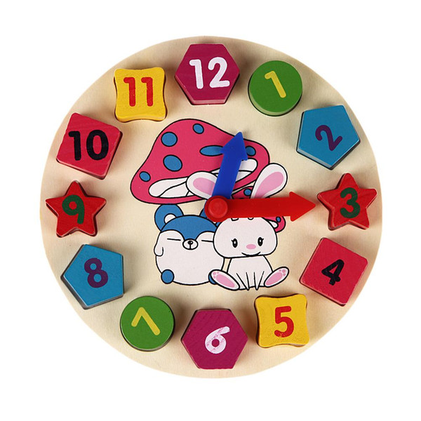 Wooden 12 Number Clock Toy Baby Colorful Puzzle Digital Geometry Clock Educational Clock Toy High Quality for Kids Children Gift