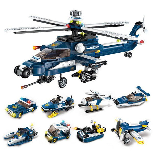 381pcs Bricks 8in1 Helicopter Building blocks Car Storm Armed Helicopter Model Gift Toys For Children