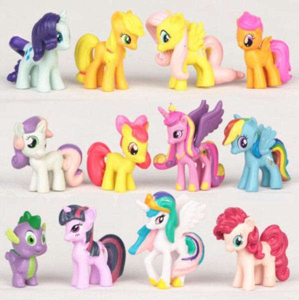 5cm 12 Pcs Set cute little pvc horse Sets Toys For Children Gift,Cartoon Children Action Figure Vinyl Doll Toys 