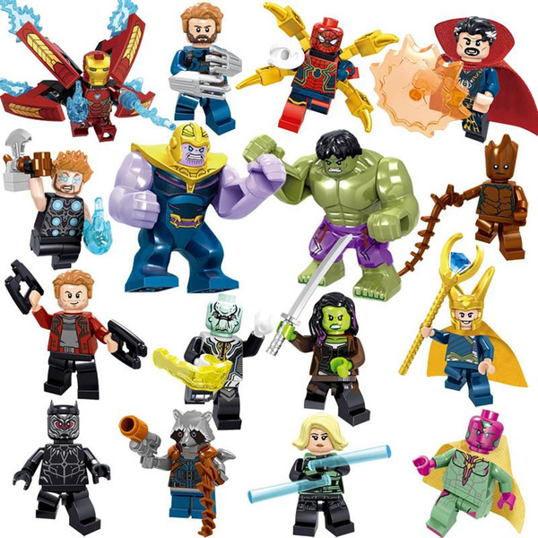 Avengers 3 Endgame Loki Black Pather Iron Man Tony Stark Hulk Thanos Thor Vision Mini Toy Figure Building Block Assebmle Block