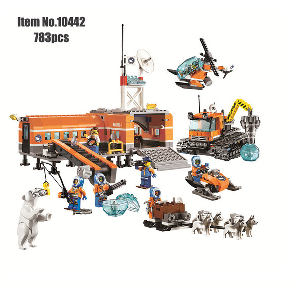 Orange Arctic Snow Base Camp Model Building Blocks Compatible City figure brick Educational Toys For Children