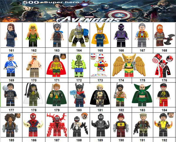 Wholsale Super hero Mini Figures Marvel Avengers DC Justice League Wonder woman Deadpool Batman Captain Logan building blocks kids gifts