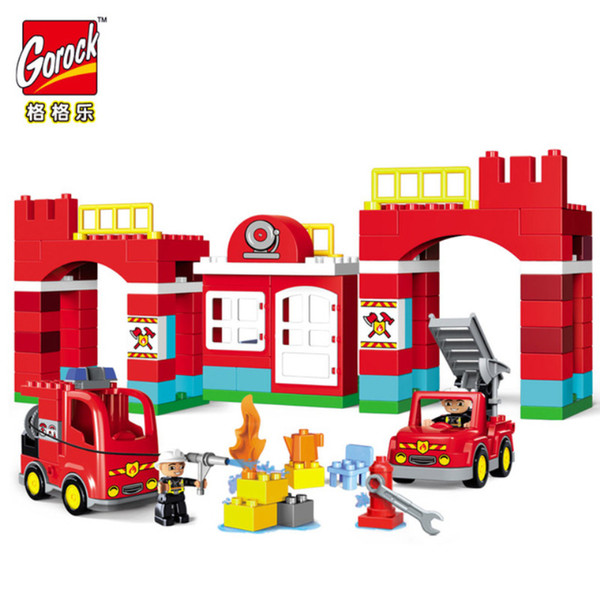 GOROCK Big size City Fire department Hocki LegoING Duplo Building Blocks Firemen Figures Kids Compatible Bricks Creative Toys