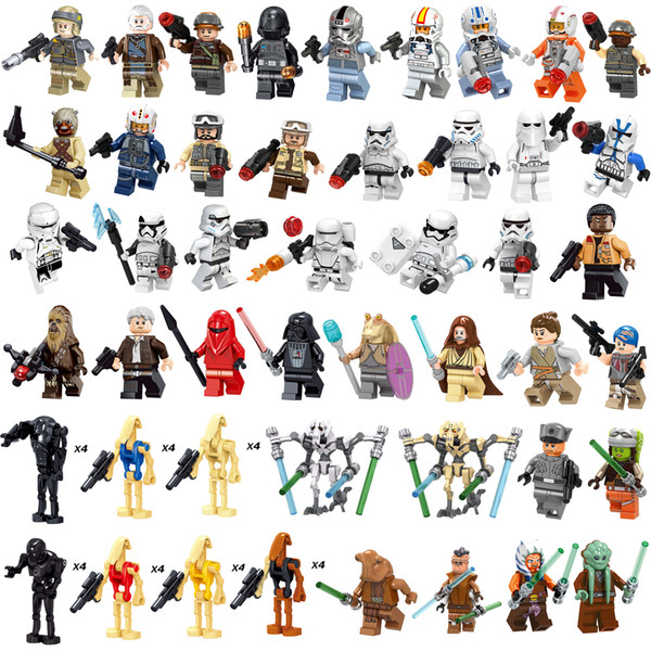 68 pcs Space War Chewbacca Darth Vader Stormtrooper Finn General Grievous Jedi Master Obi Wan Luke Mini Action Figure Building Blocks Toy