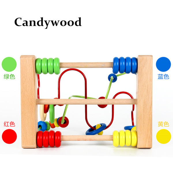 Candy Wood Bricks New Baby Colorful Around Beads Funny Maze Beads Toys Educational Toy for Children Montessori Baby Toys