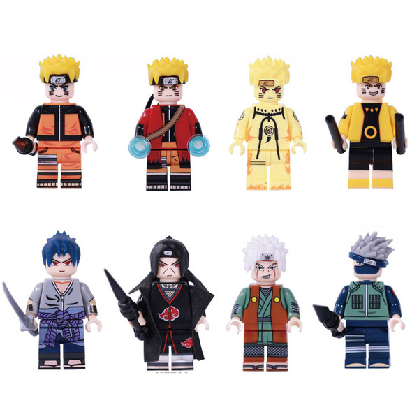 Japan Cartoon Anime NARUTO Hokage Ninja Uzumaki Naruto Hatake Kakashi Uchiha Sasuke Itachi Jiraiya Mini Action Figure Building Blocks Toy