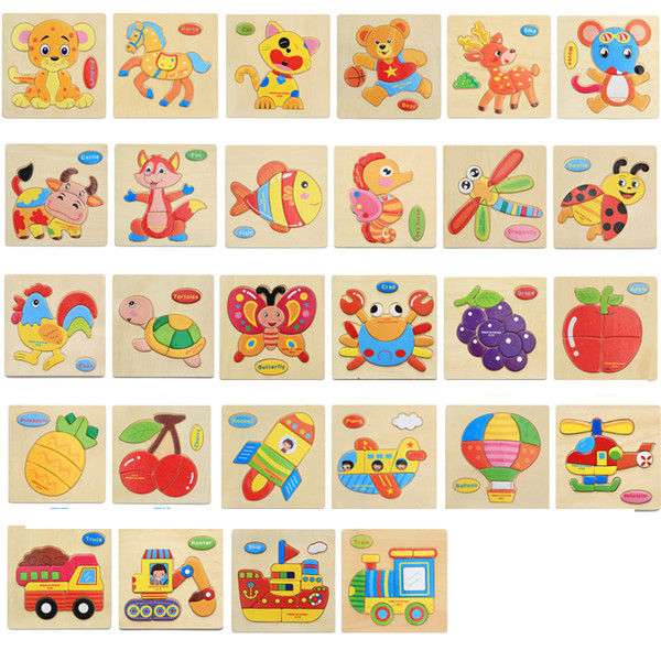 Kids 3D Puzzles Wooden Toys Jigsaw Children Cartoon Animal fun Puzzles Intelligence Children Early Educational Training Toys FFA2213-2