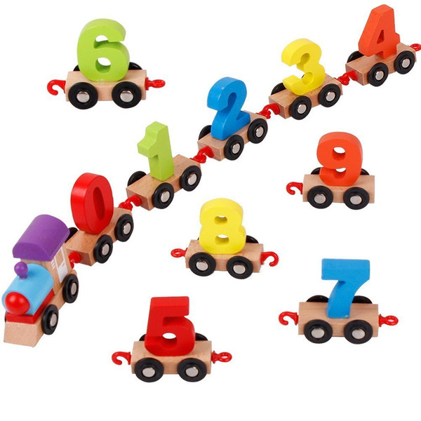 Mini Digital Train Wooden Alphabet Number Educational Toys Christmas Gift Railway Tools For Kids