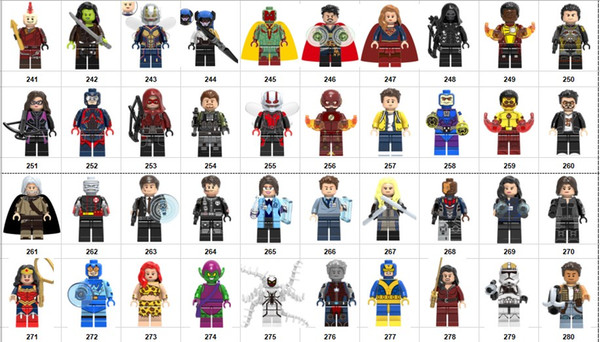 Wholsale Super heroes Mini Figures Marvel Avengers DC Wonder woman Deadpool Batman Thor Ironman Captain building blocks kids toy gifts