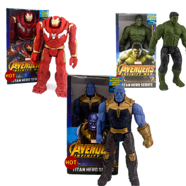 New 30cm Marvel Avengers Super Hero Thanos Hulk Spiderman Iron Man Captain America Thor Black Panther Action Figure Toy With Box Y190606