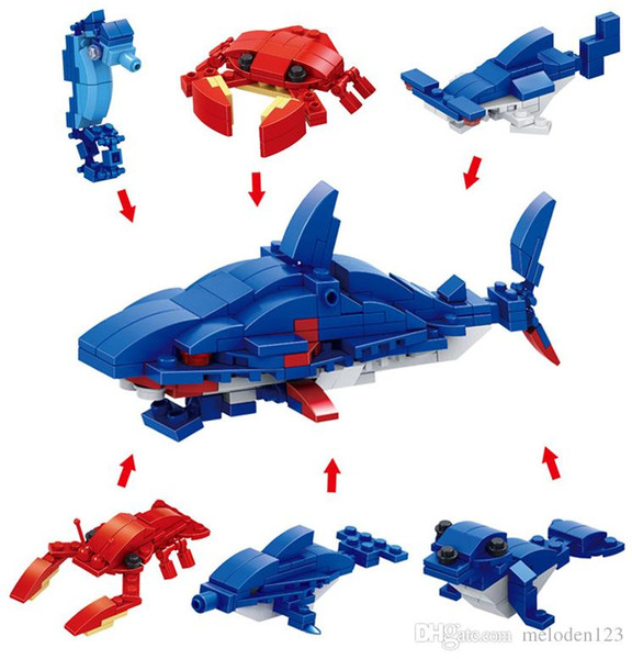 6 in 1 military dinosaur mini street scene insect seabed children's puzzle diy toy twisted egg blocks