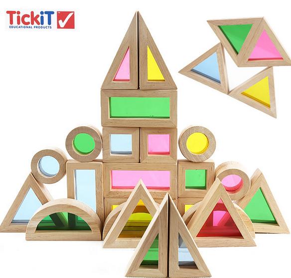 Building Blocks Bricks Toy Creative Acrylic Rainbow Educational Toy Tower Pile of Building Blocks for Children Wooden Assemblage Building