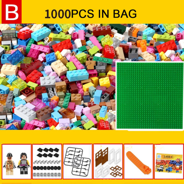 1000pcs Junior Basic Classic Medium Brick Building Blocks Small Pink Blue Children Educational Toy Compatible with Top Brand