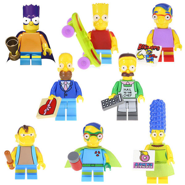 New Arrival The Simpson Nelson Maggie Lisa Bart Marge Milhouse Homer Jay Mini Toy Action Figure Building Blocks Toy for children