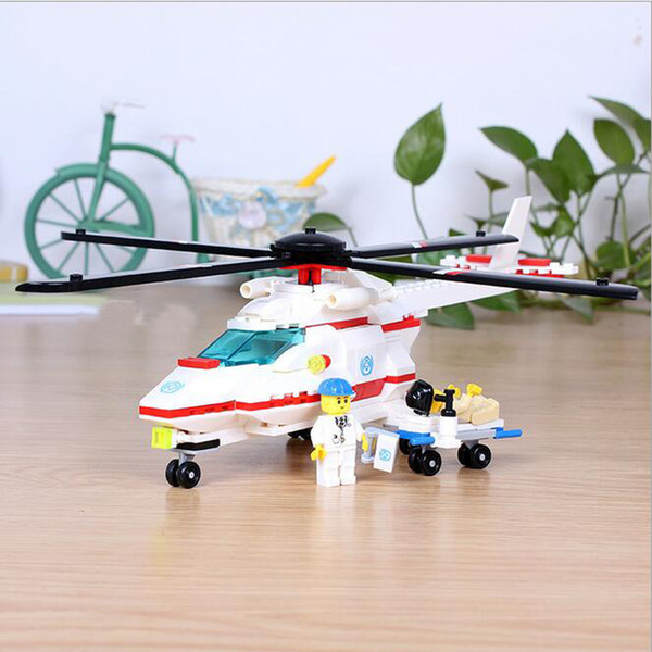 White Color Medical Helicopter Building Blocks Bricks For Children Lovely Toy