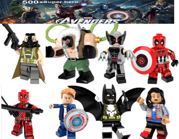 Super hero blocks Batman Deadpool Logan Captain Figures kids corner productions toys gifts Avengers building blocks