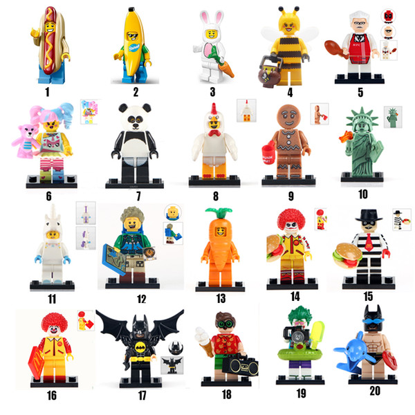 Compatib figure Banana Robin KFC batman Panda Hot dag Rabbit Carrot Joker cute toys for children Bricks block small furnishings