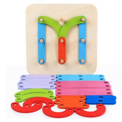 Montessori childhood Educational toys four sets of wooden puzzle blocks fun creative digital letter math toy