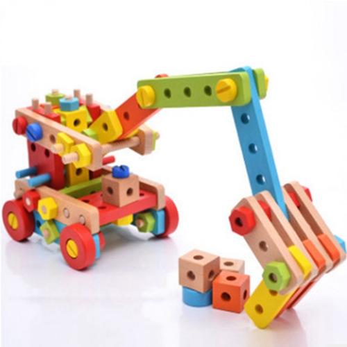 Wood magicaf nut combination of building blocks child assembling toys disassembly 3 4 5 - - - 6 puzzle belt tools toy