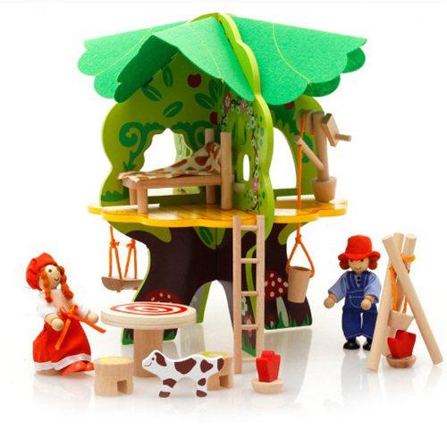 Pretend Play Wooden Toys 3D tree house Preschool Wood Toys for Children building blocks freeshipping