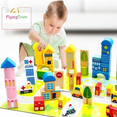 62 Pcs urban transportation Creative Bricks wooden Toys For Child Educational enlightenment education blocks toys