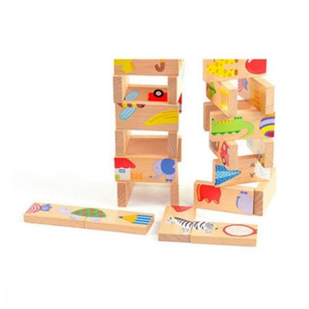 Multicolor wooden toys preschool montessori Educational toys for baby kids 28 square blocks Domino children's educational toys