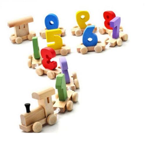 1Set Mini Wood Train Toy Great Digital Number Wooden Train Figures Railway Kids Educational Toy Model Building Kits Toys