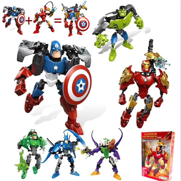 Marvel building blocks 20cm Avenger Figures Toys Batman Hulk Spiderman Iron man Captain America Superman Puzzle Blocks Toys