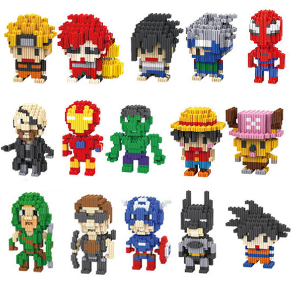 Action Figures Building Block LNO Avengers Superhero Minifig Hulk Spiderman and Naruto DIY Small Particle Diamond Building Blocks Kids Toys